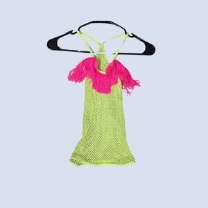 Neon yellow fishnet top